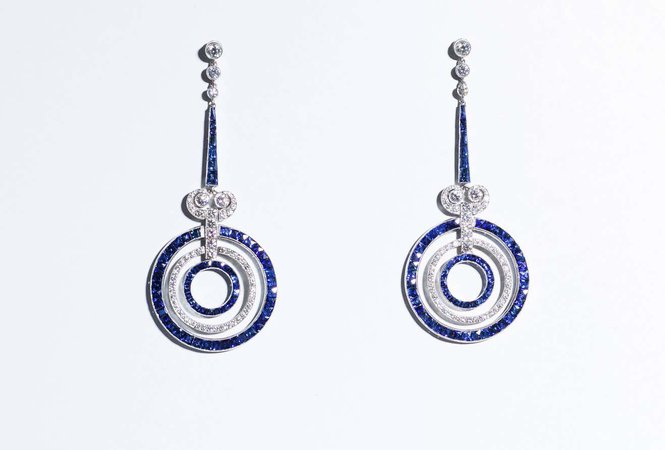 Art Deco Style Sapphire Diamond Platinum Earrings For Sale at 1stDibs | art deco platinum earrings