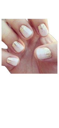white gold glitter nails