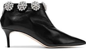Crystal-embellished Leather Ankle Boots