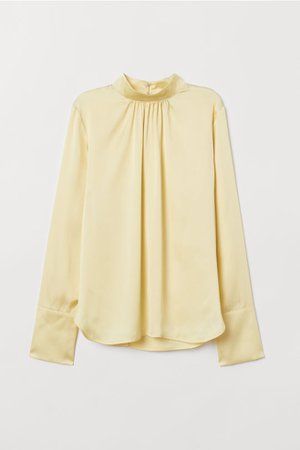 Атласная блузка со стойкой - Бледно-желтый - Женщины | H&M RU
