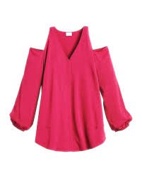 Chico's Cold Shoulder Blouse in Raspberry