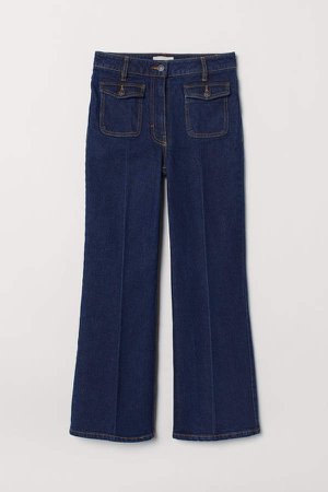 High Cropped Flared Jeans - Blue