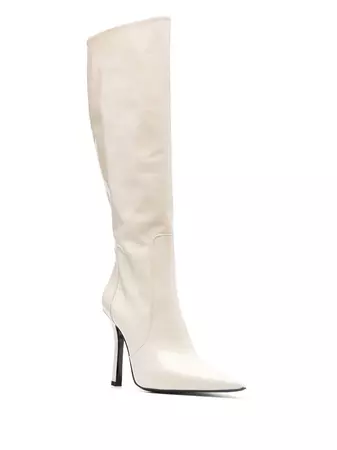 ━━ ❝ high-heeled patent leather boots (in beige)┊blumarine