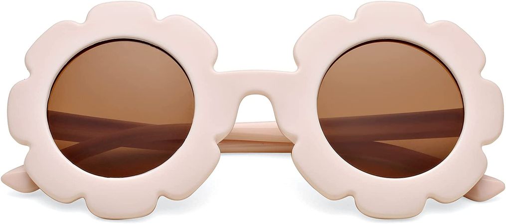Amazon.com: COASION Polarized Sunglasses for Kids Girls & Boys Oversized Round Flower Sunglasses Shades UV 400 Protection (Cream Beige Frame/Brown Lens) : Clothing, Shoes & Jewelry