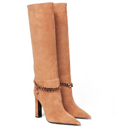 Versace - Suede knee-high boots | Mytheresa
