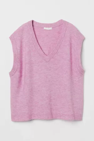V-neck Sweater Vest - Pink melange - Ladies | H&M US