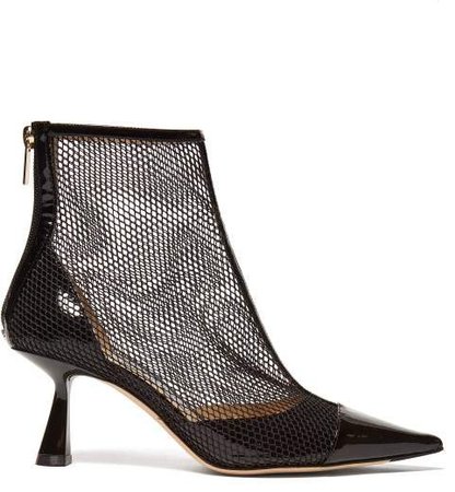 Kix 65 Mesh And Patent Leather Ankle Boots - Womens - Black