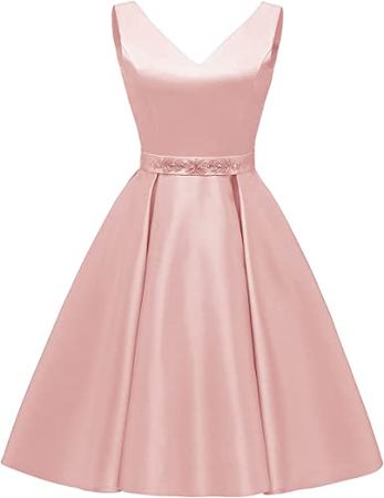 yinyyinhs V Neck Short Homcoming Dresses Beaded Satin Prom Dress 2022 at Amazon Women’s Clothing store