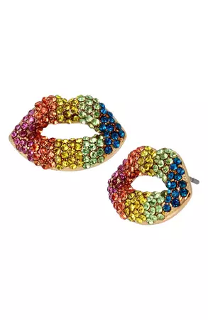 Kurt Geiger London Rainbow Crystal Lip Stud Earrings | Nordstrom
