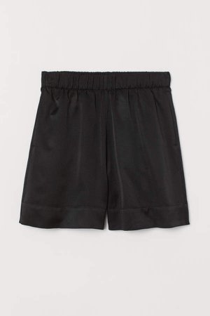 Silk-blend Shorts - Black