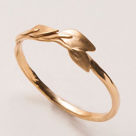 Leaves Ring, 14K Gold Ring, unisex ring, wedding ring, wedding band, leaf ring, filigree, antique, art nouveau, vintage