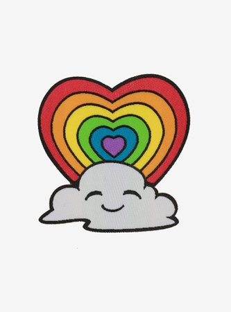 Rainbow Heart Smiling Cloud Patch