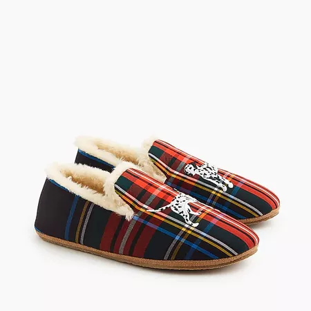 Embroidered loafer slippers in tartan : Women shoes | J.Crew