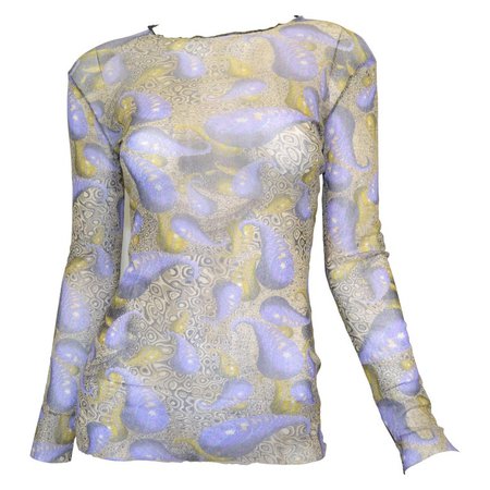 Jean Paul Gaultier Maille Mesh Knit Top with Paisley Print For Sale at 1stdibs