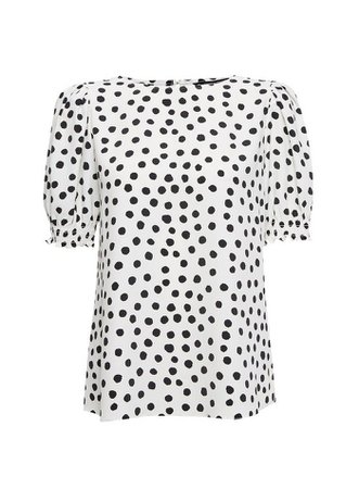 Monochrome Spot Print Shirred Cuff T-Shirt | Dorothy Perkins