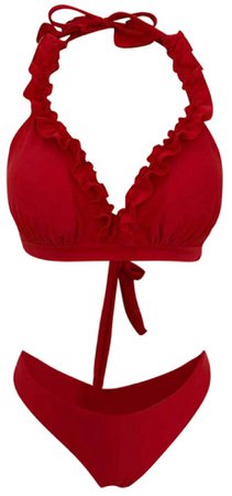 red ruffled bikini