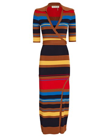 Nicholas Joanna Striped Rib Knit Wrap Dress | INTERMIX®