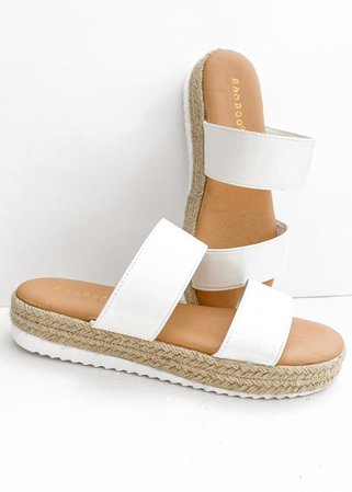 "Come Sail Away" Platform Slide-On Sandals - White – Adorabelles