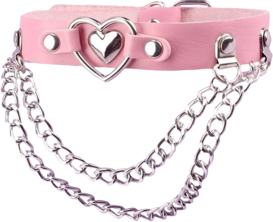 pink heart chain choker