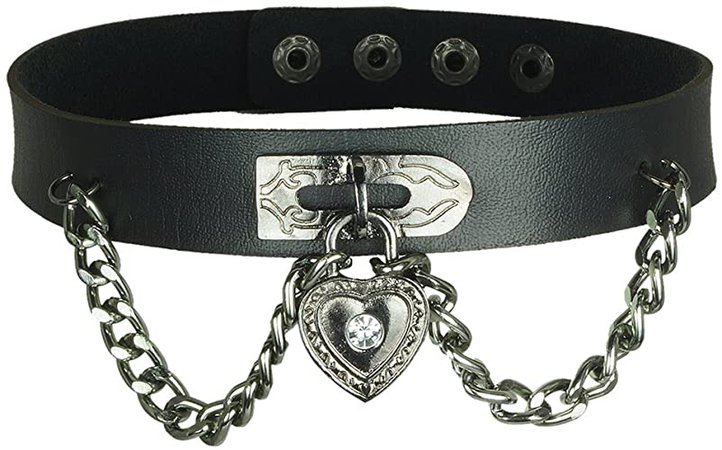 Amazon.com: AsherKeep - Premium Black Vegan Leather Choker and Collar Necklace - Adjustable - Leather Heart Charm: Jewelry