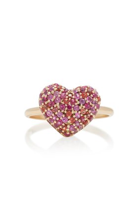 14K Gold And Sapphire Heart Ring by She Bee | Moda Operandi