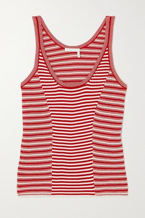 Striped Cotton Tank - Red