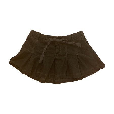 low rise brown corduroy pleated mini skirt