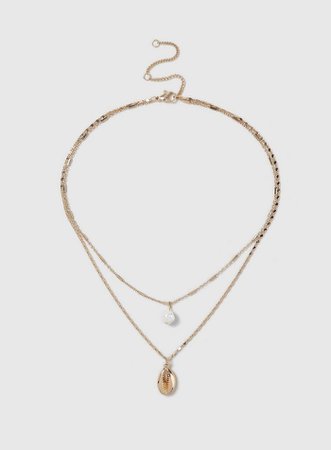 Gold Look 2 Row Drop Choker Necklace | Dorothy Perkins