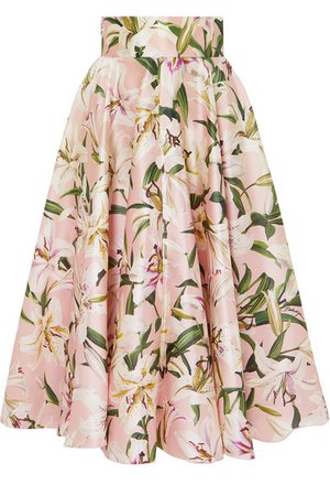 Dolce & Gabbana | floral-print silk-satin midi skirt