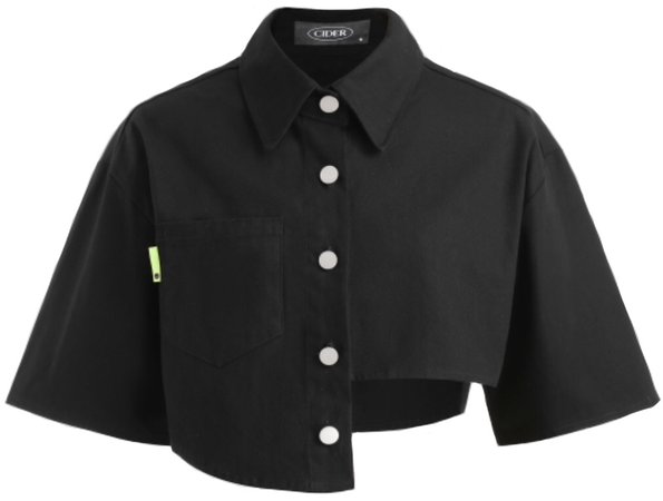black asymmetrical button up shirt