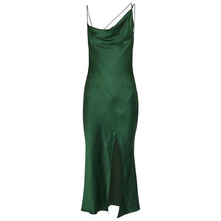 Bec & Bridge. Women's Martini Forest Green Satin Slip Dress