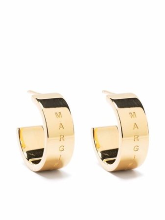 Shop MM6 Maison Margiela engraved-logo hoop earrings with Express Delivery - FARFETCH
