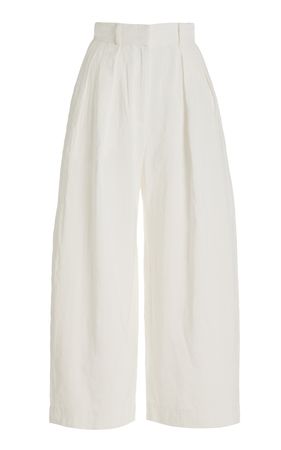 Cropped Pleated Linen-Blend Pants By Matthew Bruch | Moda Operandi