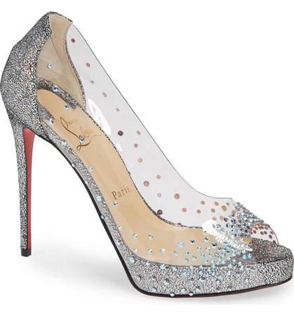 Christian Louboutin Very Strass Embellished Peep Toe Pump (Women) (Nordstrom Exclusive) | Nordstrom