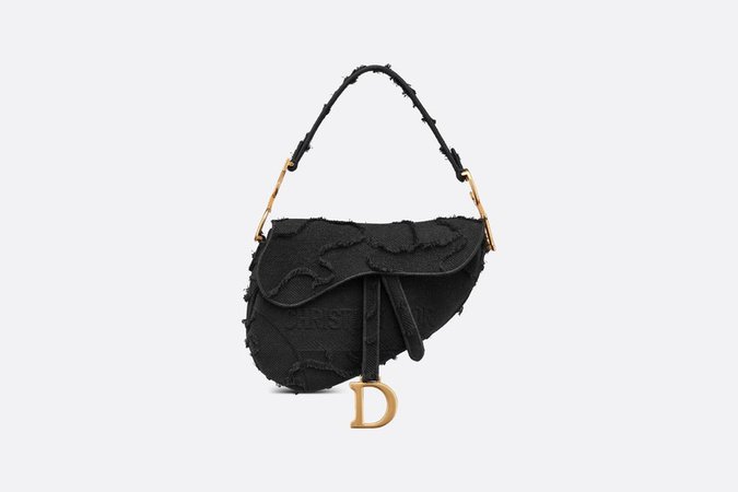 Saddle Bag Black Camouflage Embroidery - Bags - Women's Fashion | DIOR