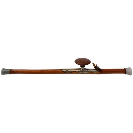 Chinese Bamboo Opium Pipe with Silver Saddle and Inscribed Yixing Bowl, 1800s For Sale at 1stdibs