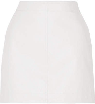 Textured-leather Mini Skirt - White