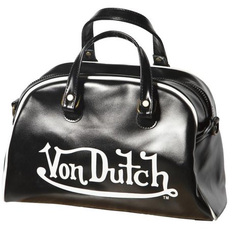Von Dutch Glossy Faux Leather Bowling Bag Purse With Shoulder