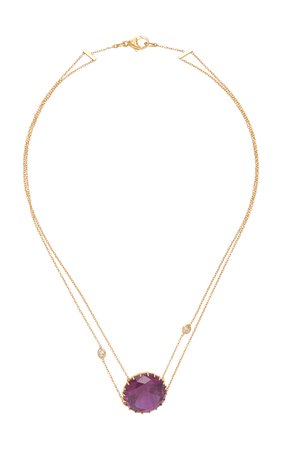 18K Gold, Amethyst, And Diamond Necklace by Renee Lewis | Moda Operandi