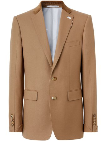Burberry English Fit Velvet Collar Wool Flannel Tailored Jacket 4558240 Neutral | Farfetch