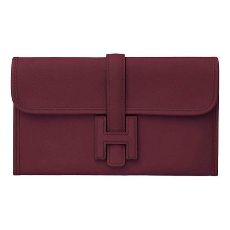 Jige leather clutch bag Hermès Burgundy in Leather - 11825572