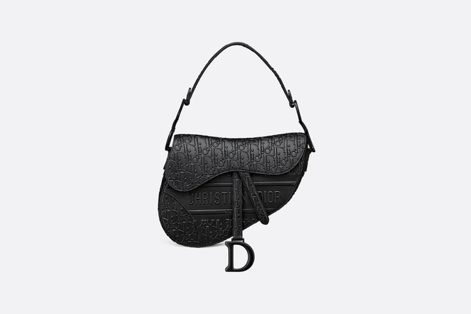Black Saddle Dior Oblique Debossed Smooth Calfskin Bag - Bags - Women's Fashion | DIOR