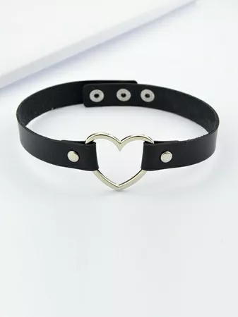 Black Pu Leather Choker Necklace | SHEIN USA