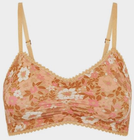 pink/orange 70s floral bra