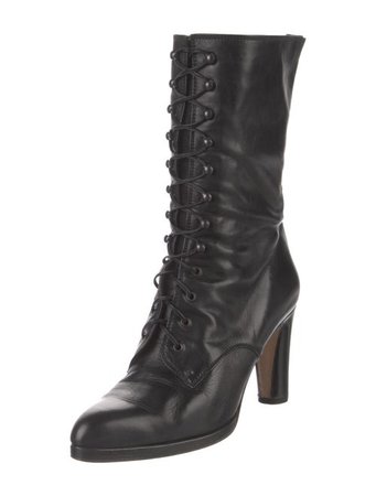 Walter Steiger Leather Lace-Up Boots - Black Boots, Shoes - STI23562 | The RealReal