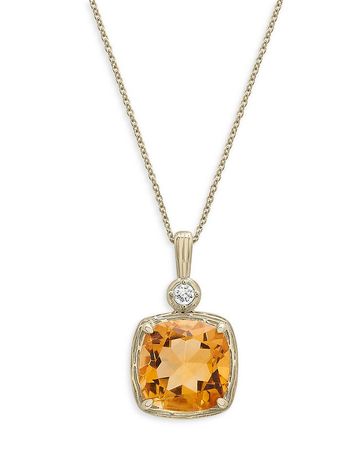 Bloomingdale's Citrine & Diamond Accent Pendant Necklace in 14K Yellow Gold, 18" - 100% Exclusive | Bloomingdale's
