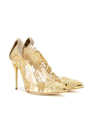 gold lace shoes