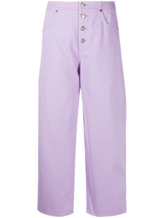 Purple MM6 Maison Margiela cropped high-waisted jeans S52LA0119S53090 - Farfetch