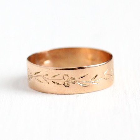 Victorian Cigar Band Late 1800s Antique 14k Rosy Yellow Gold