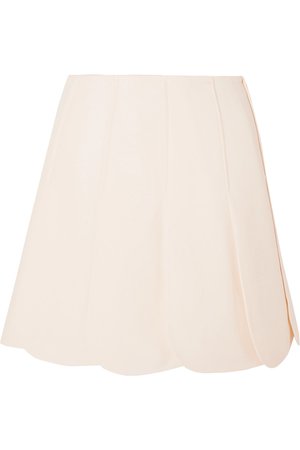 Valentino Scalloped wool and silk-blend grain de poudre mini skirt
